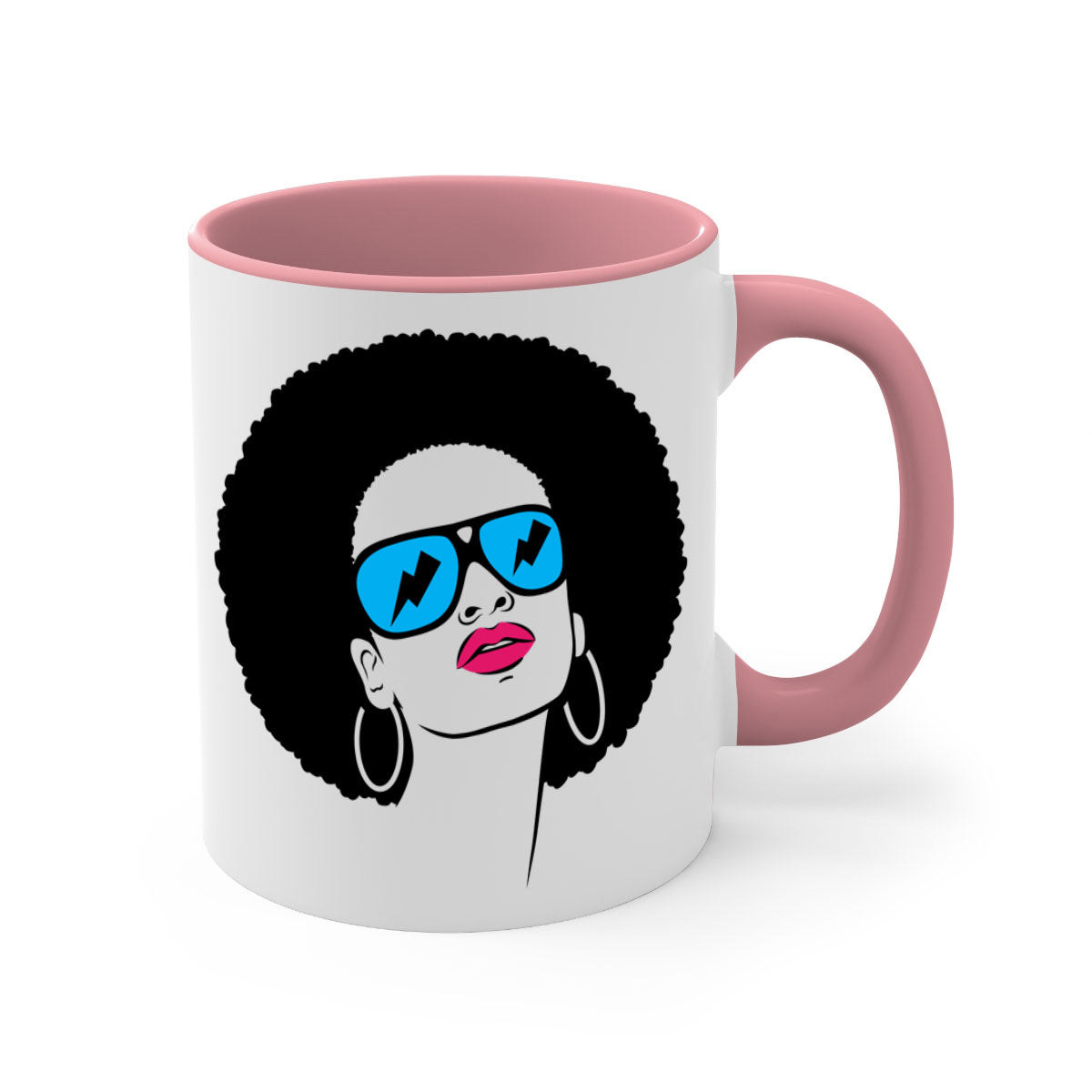 Black Women - Queen 65# Mug featuring a two-tone design with a colored handle and glossy finish, available in multiple colors.