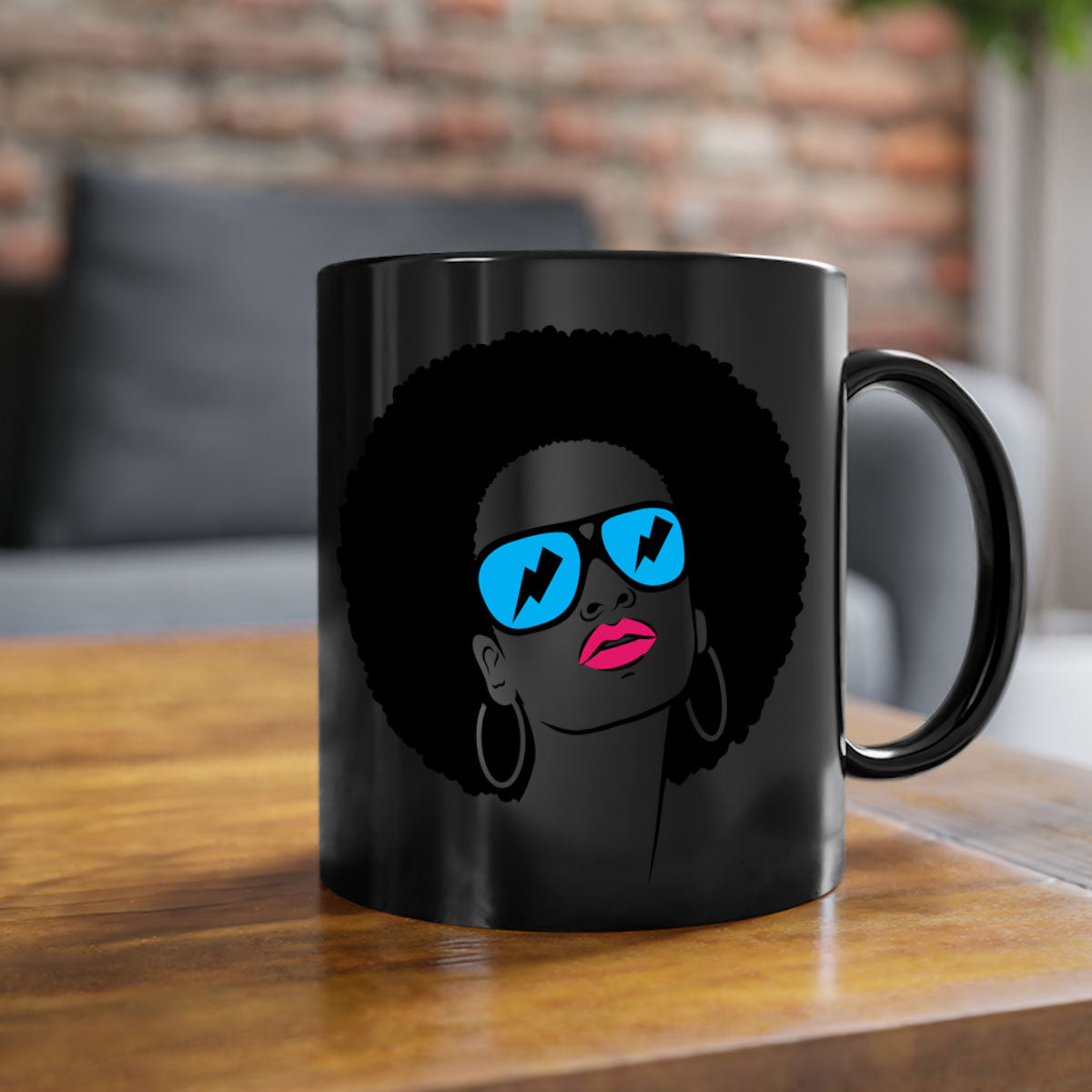 Black Women - Queen 65# Mug featuring a two-tone design with a colored handle and glossy finish, available in multiple colors.