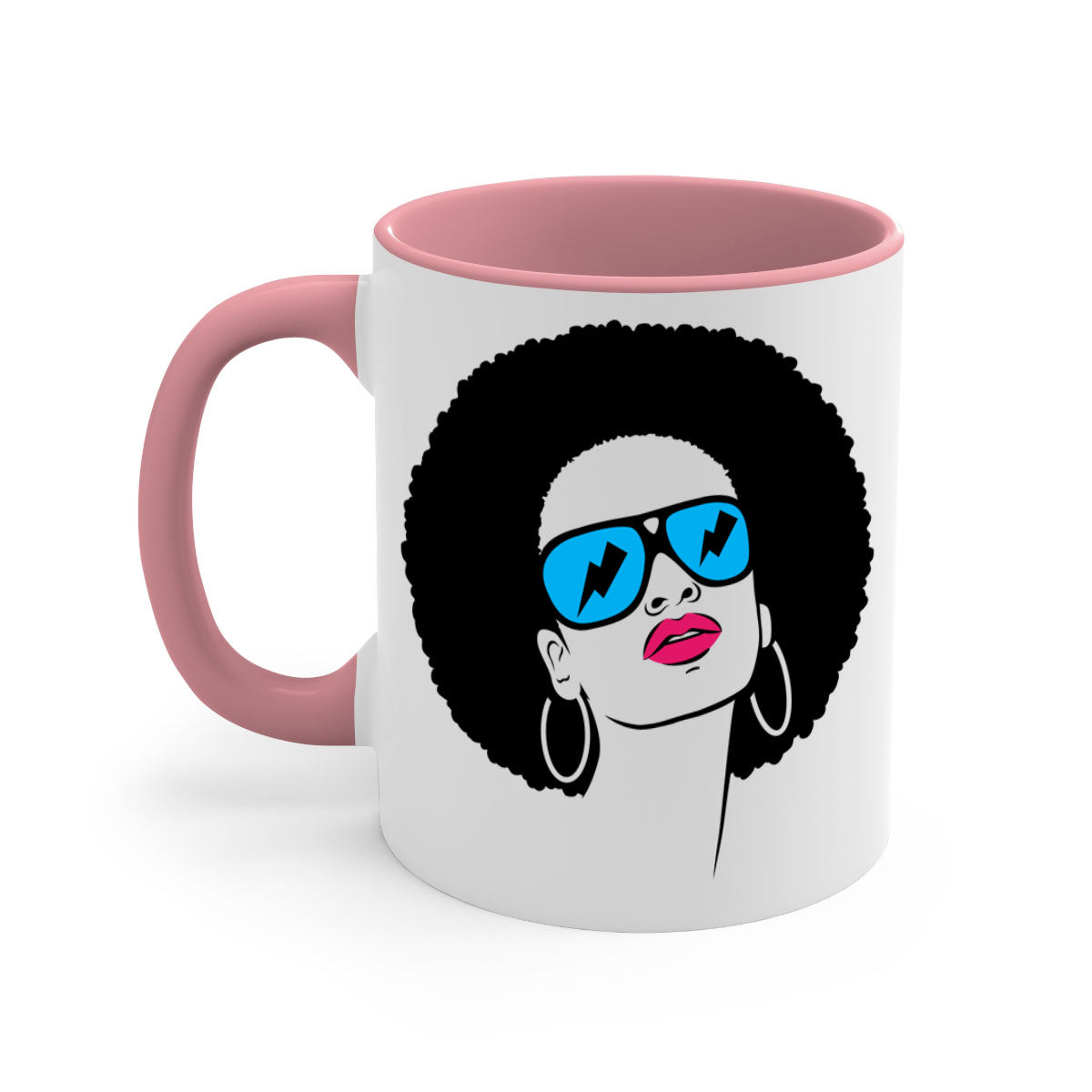 Black Women - Queen 65# Mug featuring a two-tone design with a colored handle and glossy finish, available in multiple colors.