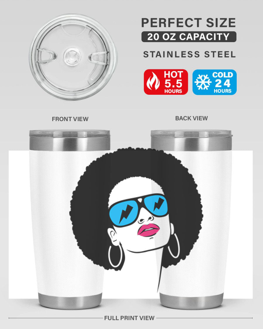 Black Women - Queen Tumbler showcasing a stylish design with double wall vacuum insulation, perfect for hot and cold beverages.