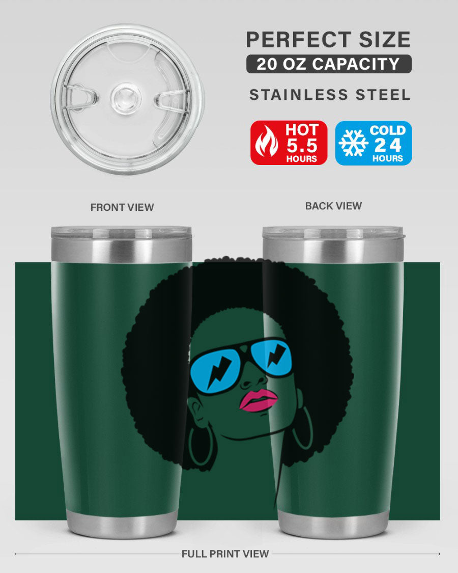 Black Women - Queen Tumbler showcasing a stylish design with double wall vacuum insulation, perfect for hot and cold beverages.