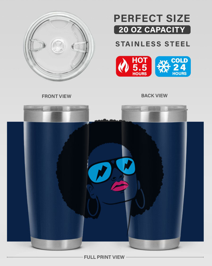 Black Women - Queen Tumbler showcasing a stylish design with double wall vacuum insulation, perfect for hot and cold beverages.