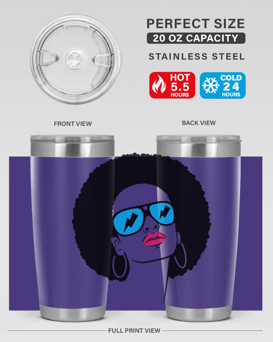 Black Women - Queen Tumbler showcasing a stylish design with double wall vacuum insulation, perfect for hot and cold beverages.