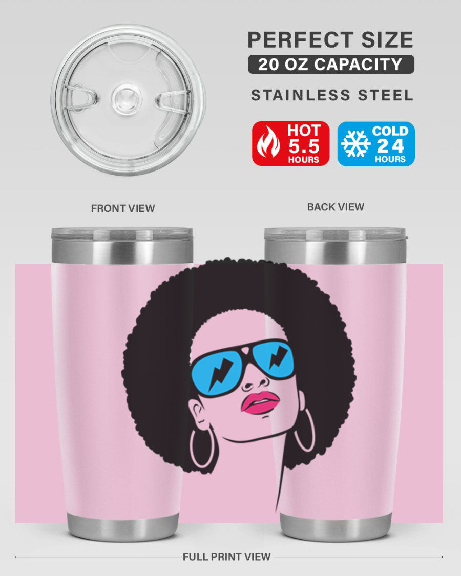 Black Women - Queen Tumbler showcasing a stylish design with double wall vacuum insulation, perfect for hot and cold beverages.