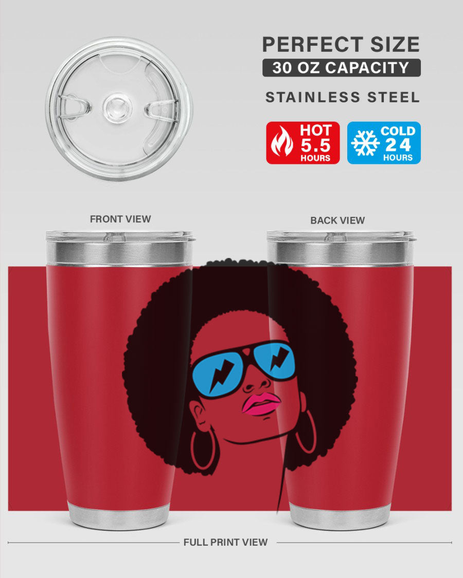 Black Women - Queen Tumbler showcasing a stylish design with double wall vacuum insulation, perfect for hot and cold beverages.