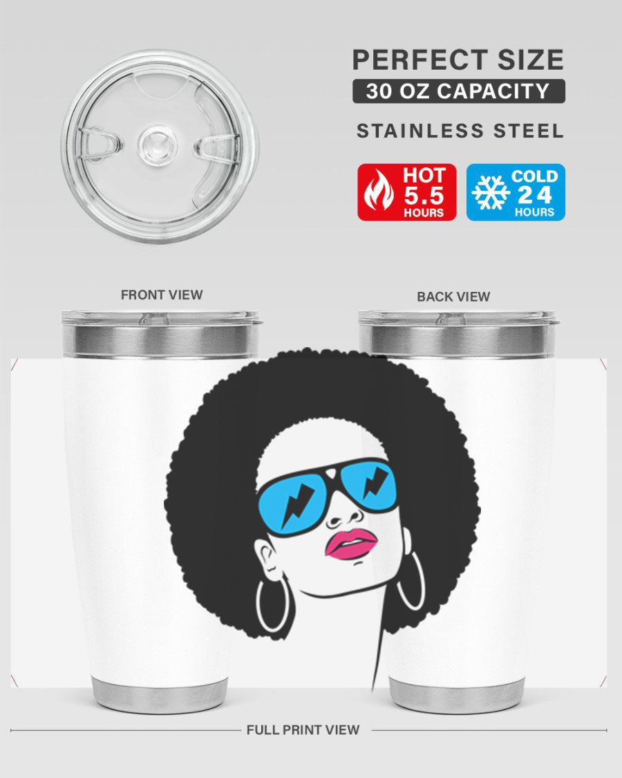 Black Women - Queen Tumbler showcasing a stylish design with double wall vacuum insulation, perfect for hot and cold beverages.