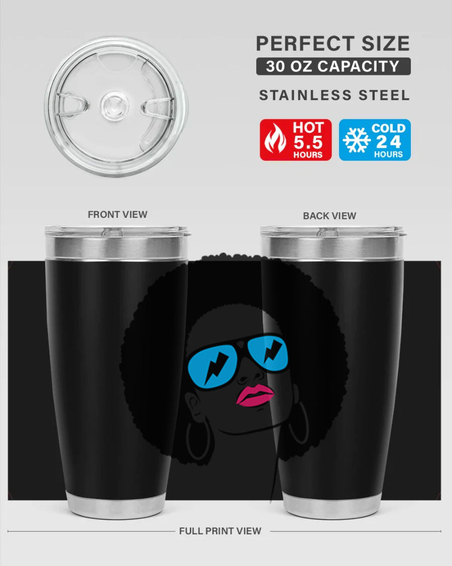 Black Women - Queen Tumbler showcasing a stylish design with double wall vacuum insulation, perfect for hot and cold beverages.