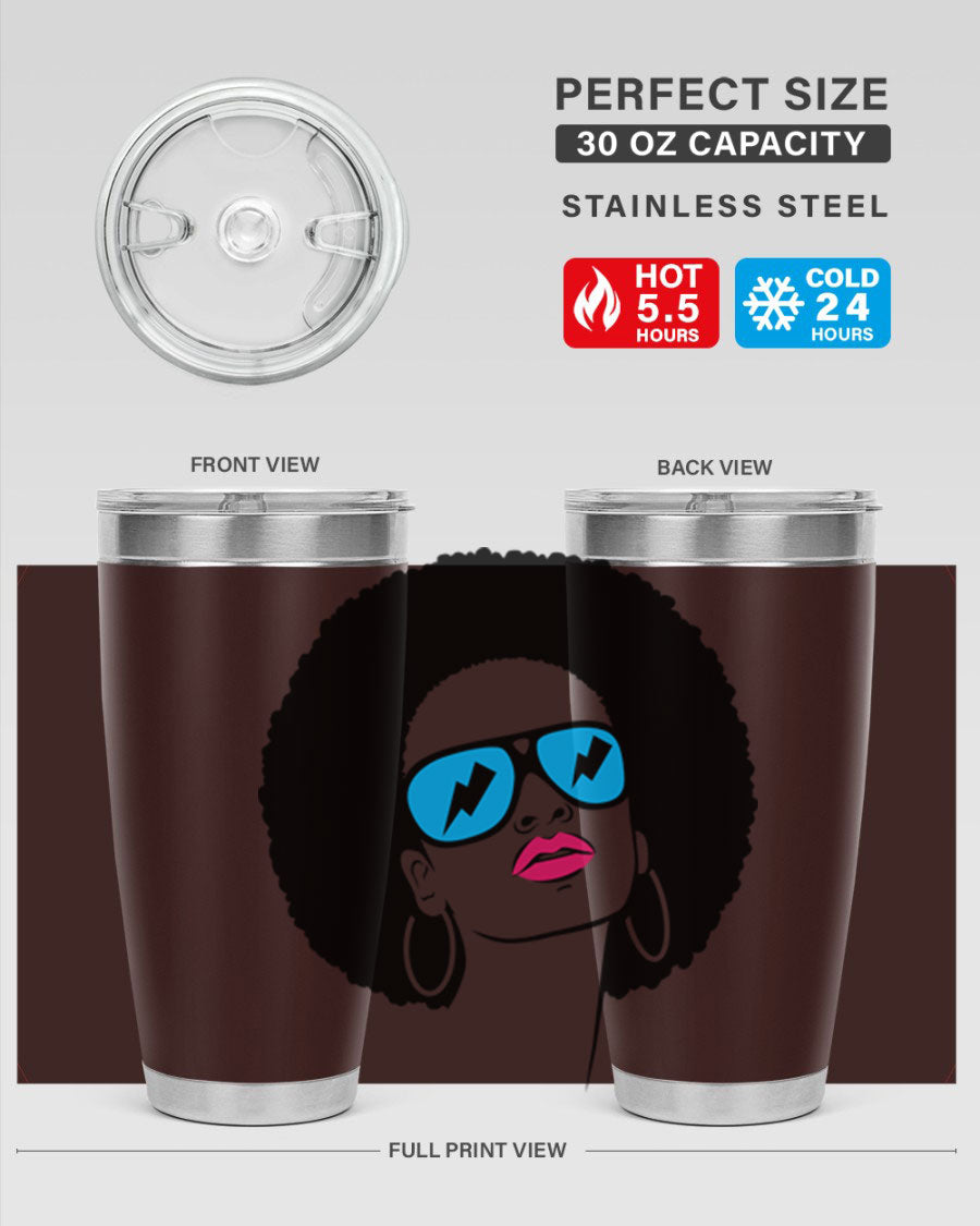 Black Women - Queen Tumbler showcasing a stylish design with double wall vacuum insulation, perfect for hot and cold beverages.