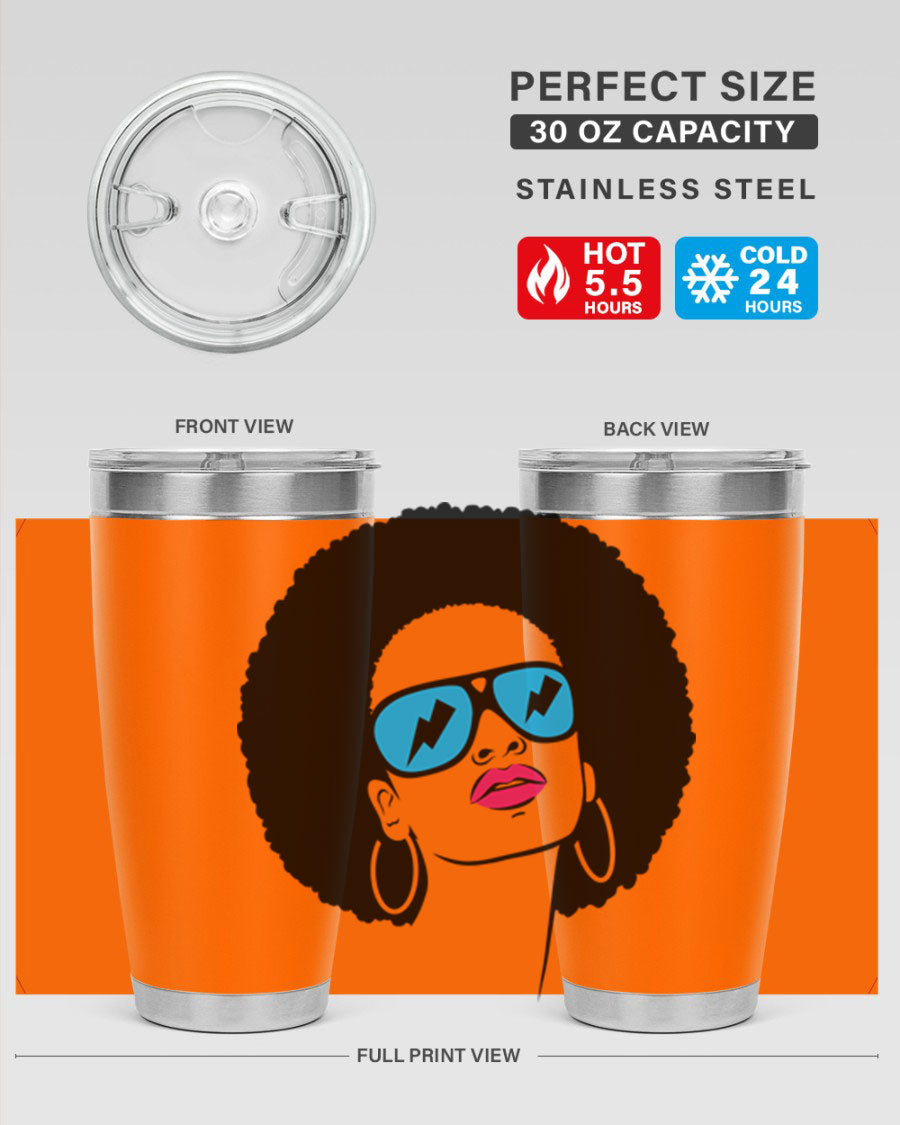 Black Women - Queen Tumbler showcasing a stylish design with double wall vacuum insulation, perfect for hot and cold beverages.