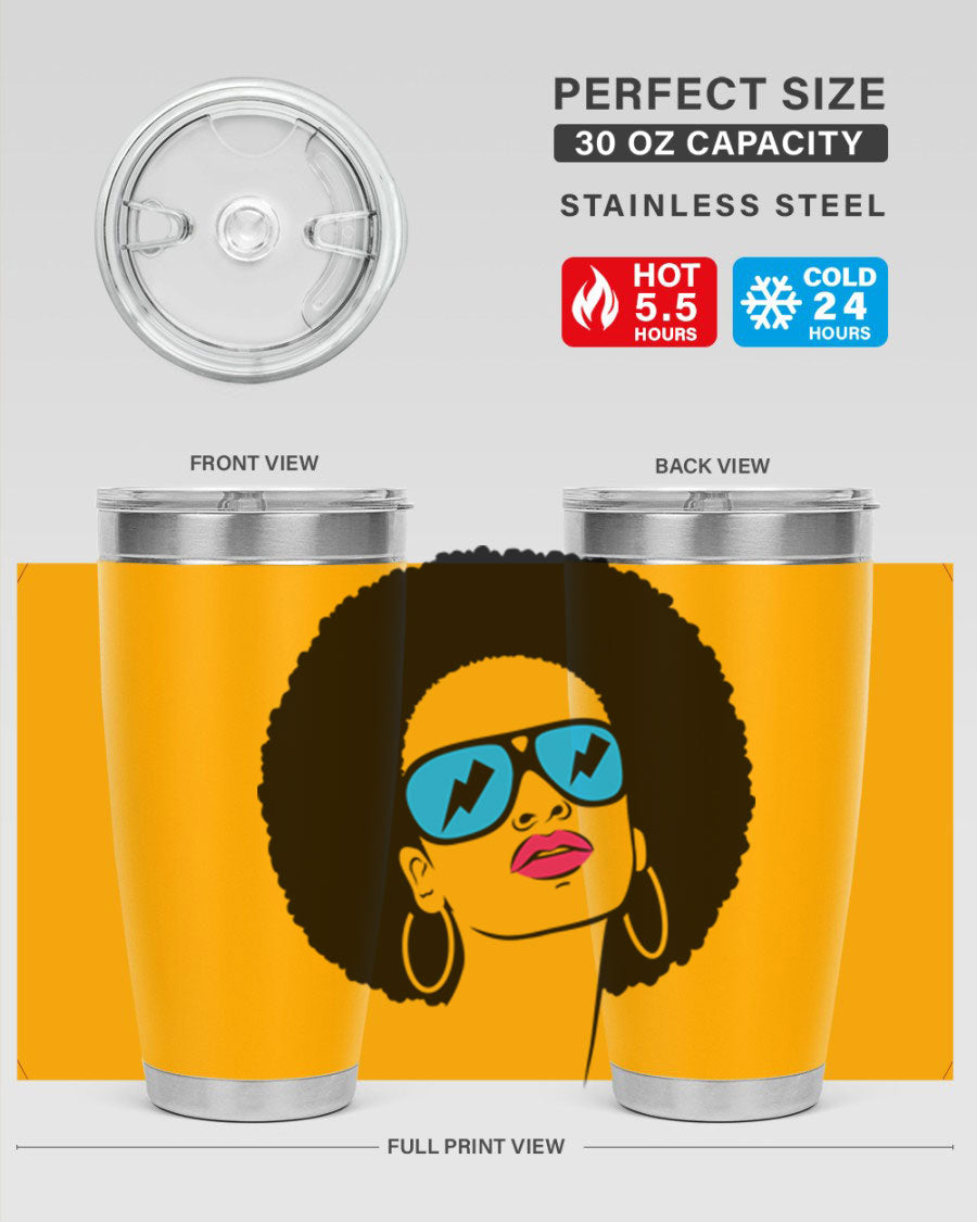 Black Women - Queen Tumbler showcasing a stylish design with double wall vacuum insulation, perfect for hot and cold beverages.