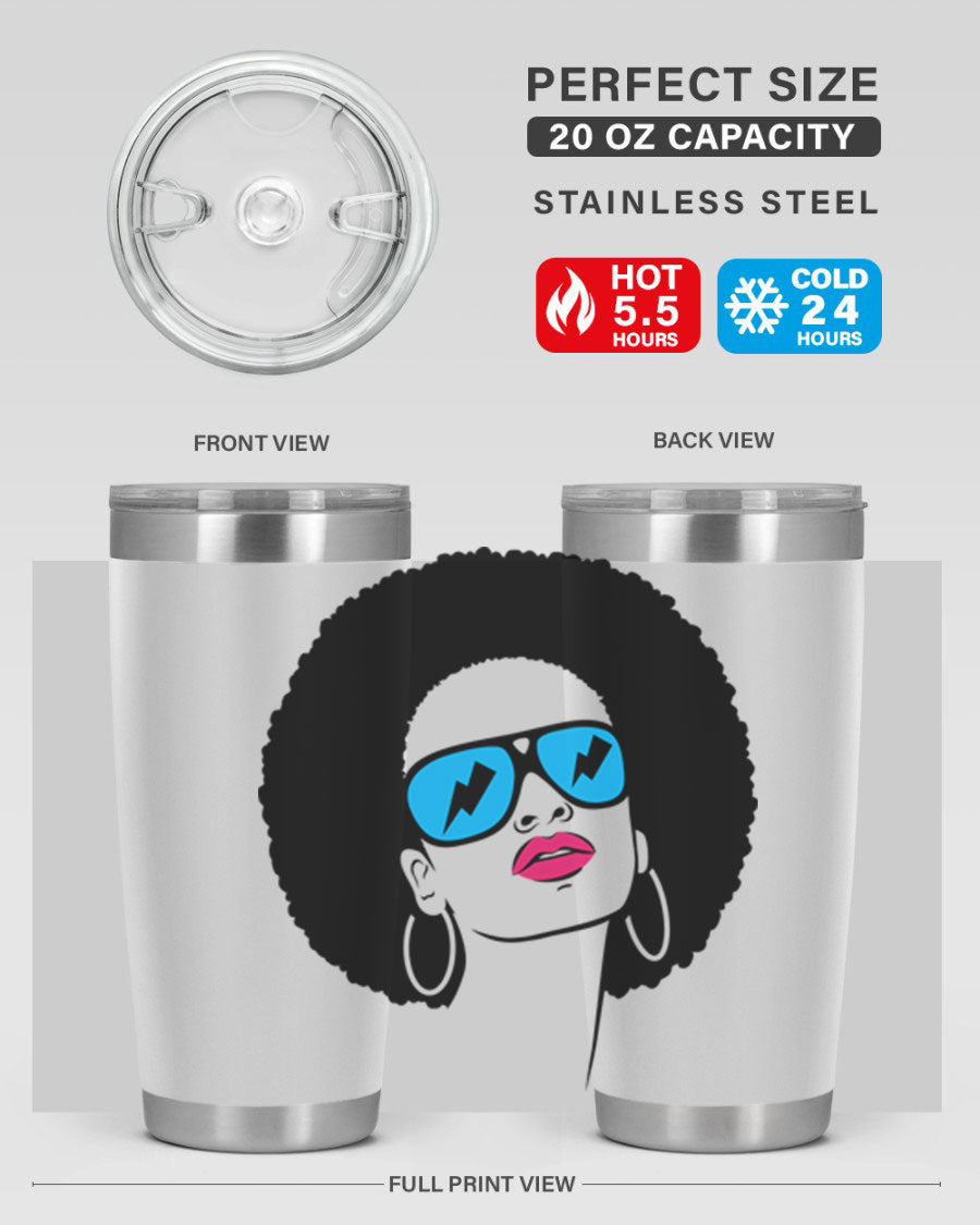 Black Women - Queen Tumbler showcasing a stylish design with double wall vacuum insulation, perfect for hot and cold beverages.