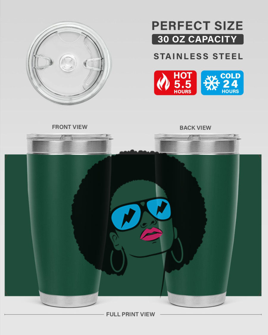 Black Women - Queen Tumbler showcasing a stylish design with double wall vacuum insulation, perfect for hot and cold beverages.