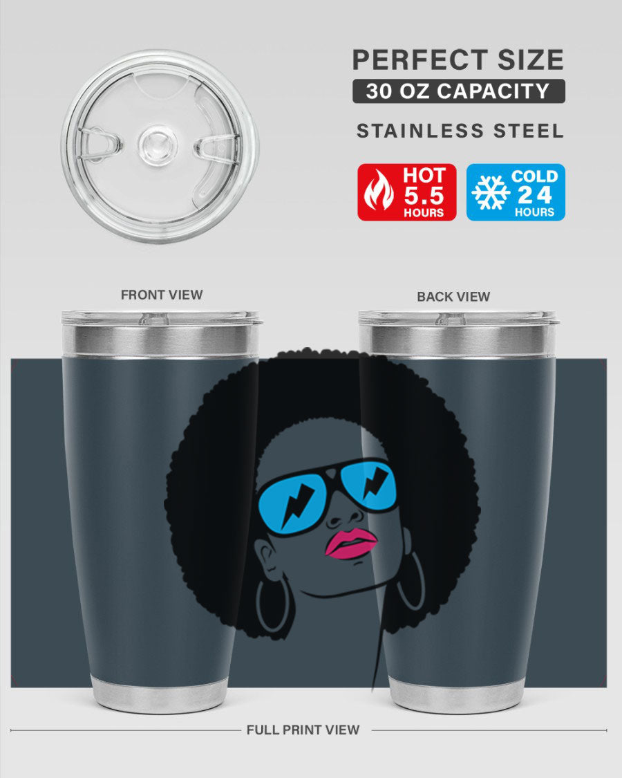 Black Women - Queen Tumbler showcasing a stylish design with double wall vacuum insulation, perfect for hot and cold beverages.