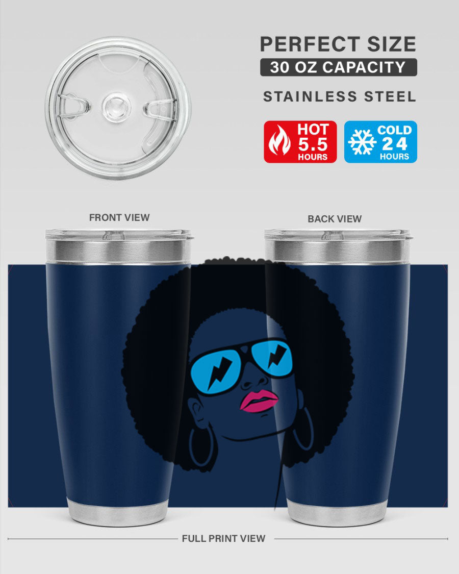 Black Women - Queen Tumbler showcasing a stylish design with double wall vacuum insulation, perfect for hot and cold beverages.