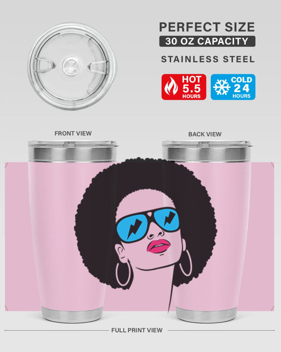 Black Women - Queen Tumbler showcasing a stylish design with double wall vacuum insulation, perfect for hot and cold beverages.