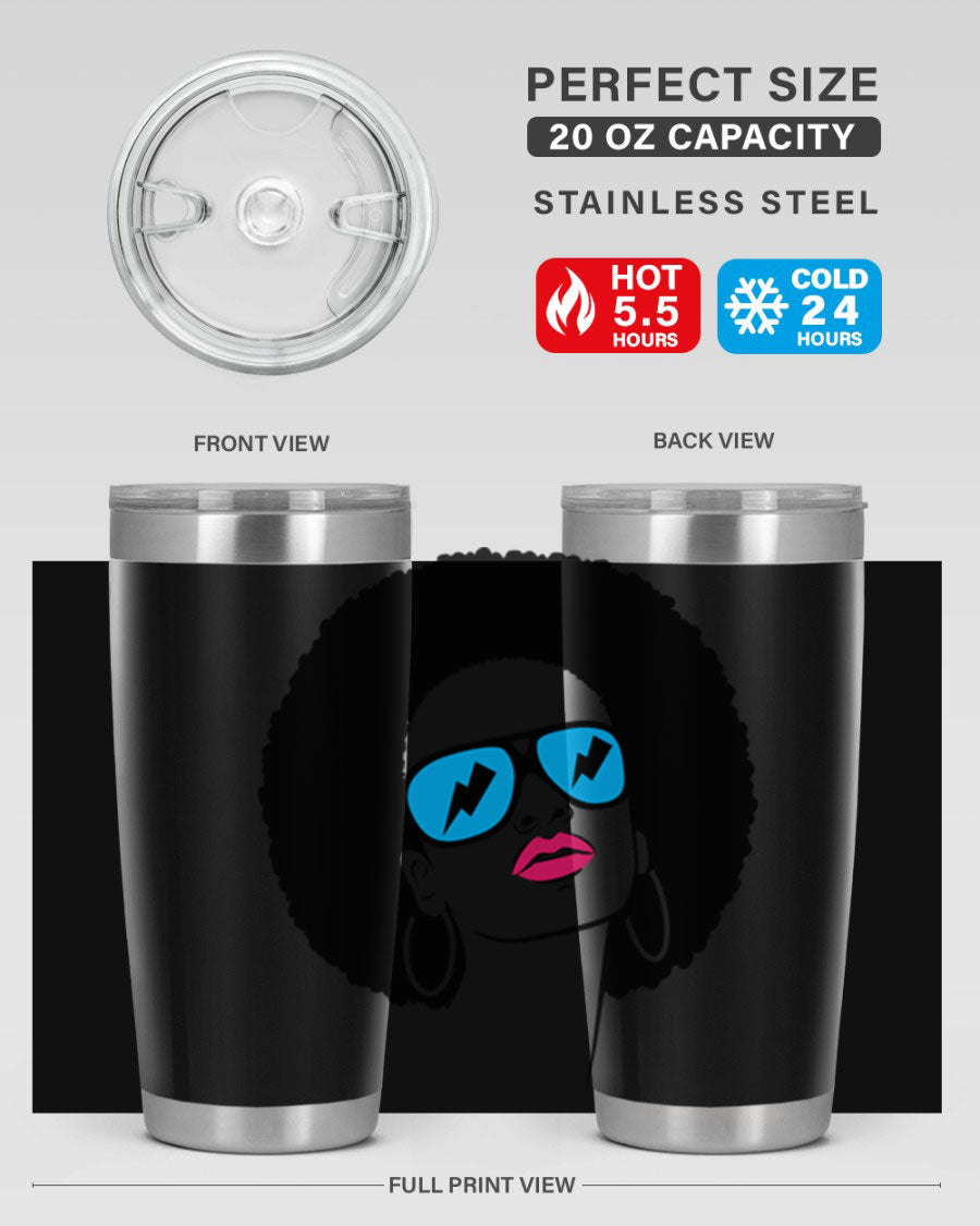 Black Women - Queen Tumbler showcasing a stylish design with double wall vacuum insulation, perfect for hot and cold beverages.