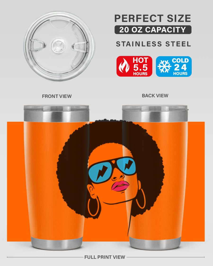 Black Women - Queen Tumbler showcasing a stylish design with double wall vacuum insulation, perfect for hot and cold beverages.