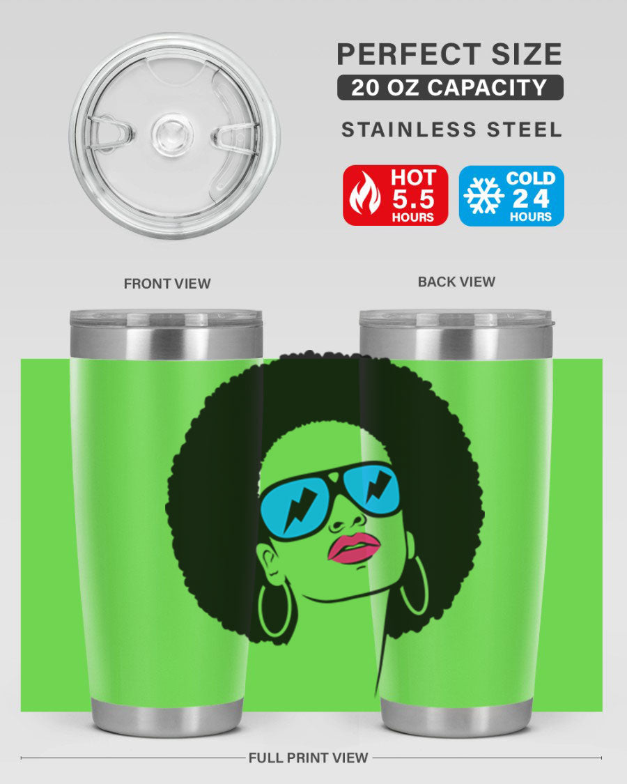 Black Women - Queen Tumbler showcasing a stylish design with double wall vacuum insulation, perfect for hot and cold beverages.