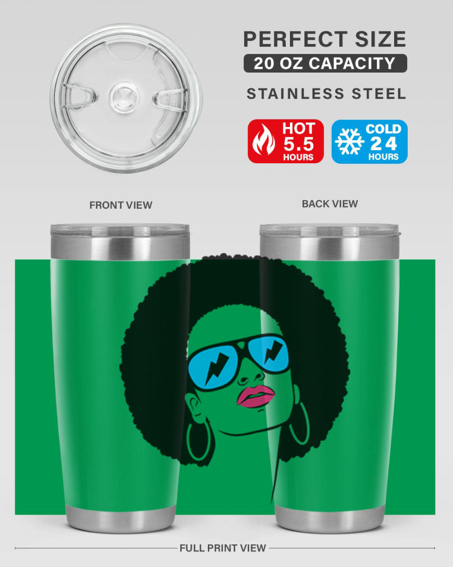 Black Women - Queen Tumbler showcasing a stylish design with double wall vacuum insulation, perfect for hot and cold beverages.