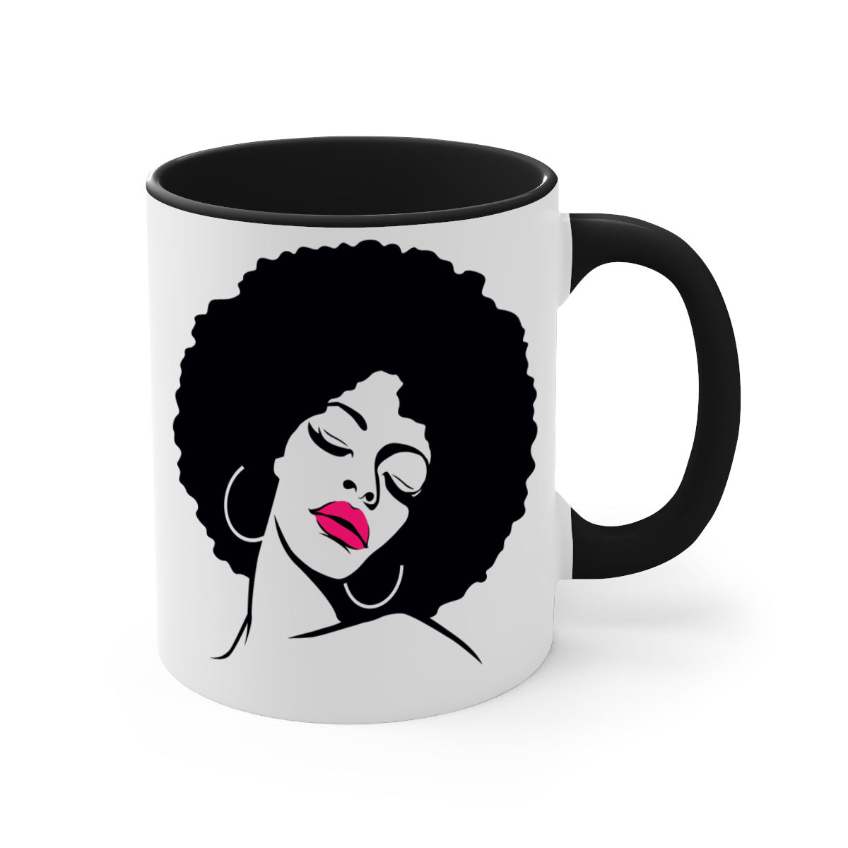 Black Women - Queen 68# Mug featuring a two-tone design with a colored handle and glossy finish, available in multiple colors.