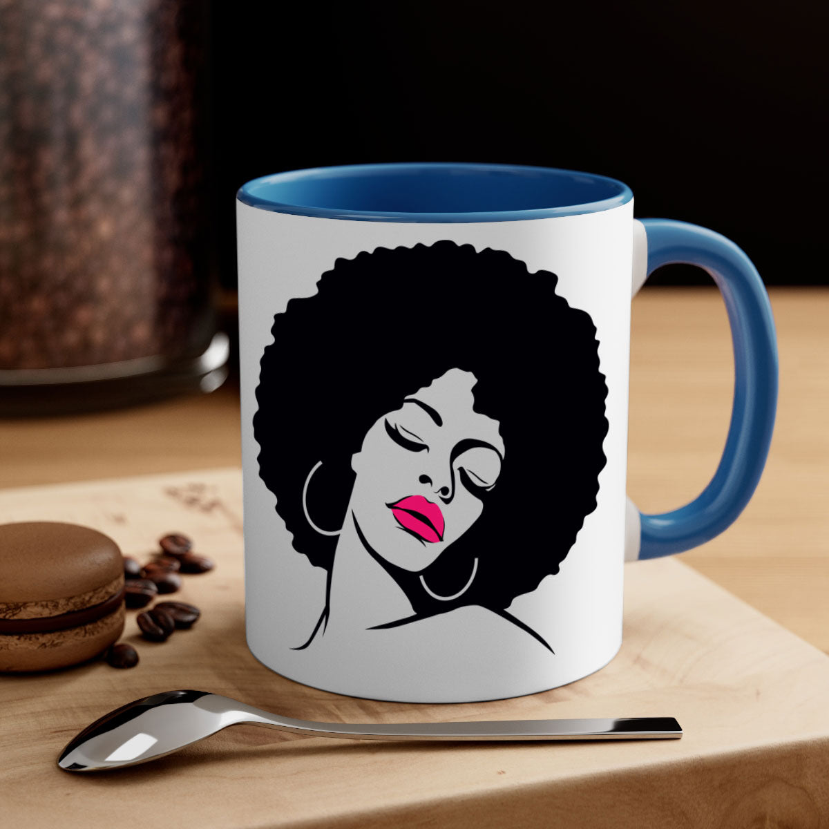 Black Women - Queen 68# Mug featuring a two-tone design with a colored handle and glossy finish, available in multiple colors.