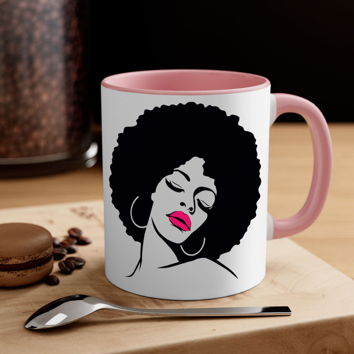 Black Women - Queen 68# Mug featuring a two-tone design with a colored handle and glossy finish, available in multiple colors.