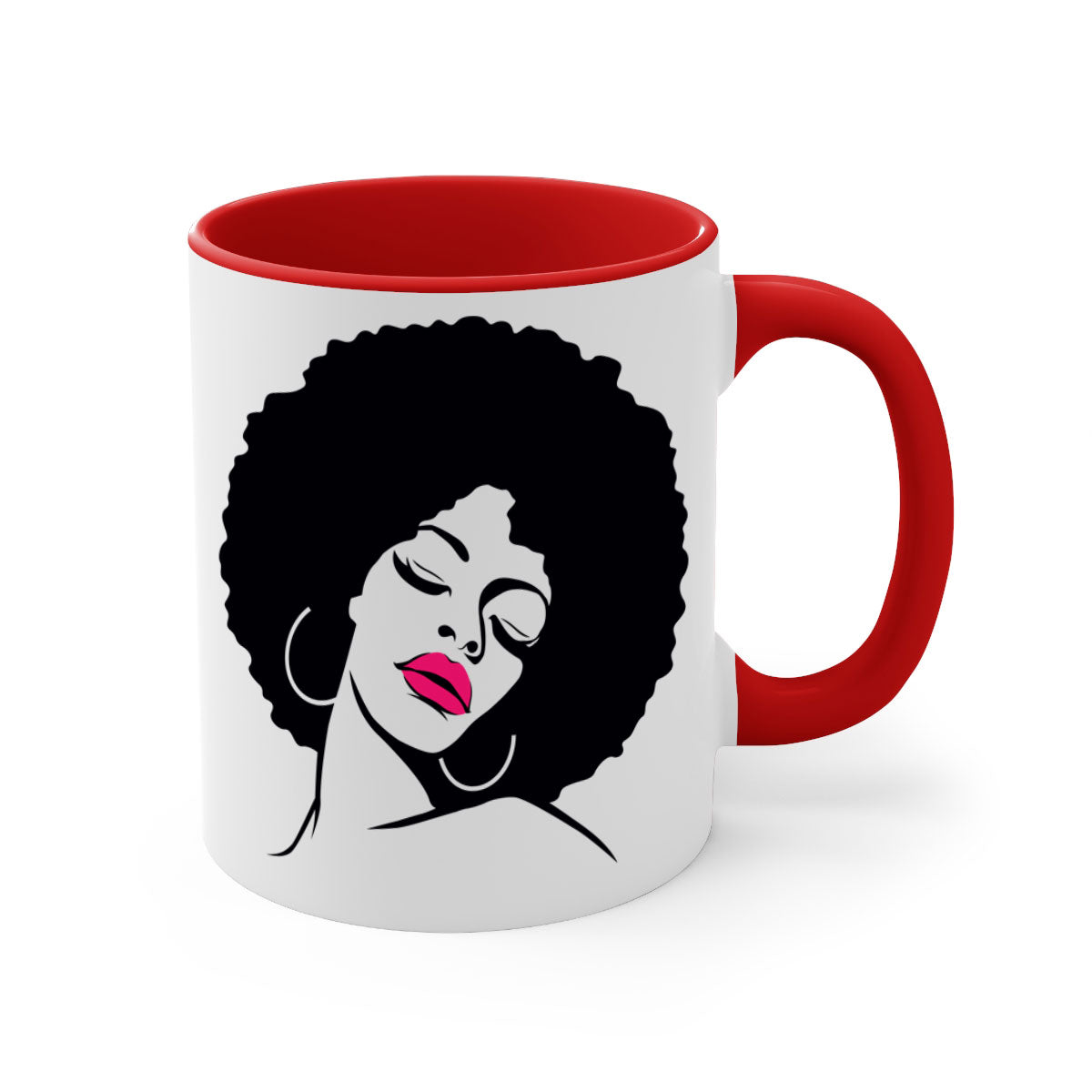 Black Women - Queen 68# Mug featuring a two-tone design with a colored handle and glossy finish, available in multiple colors.