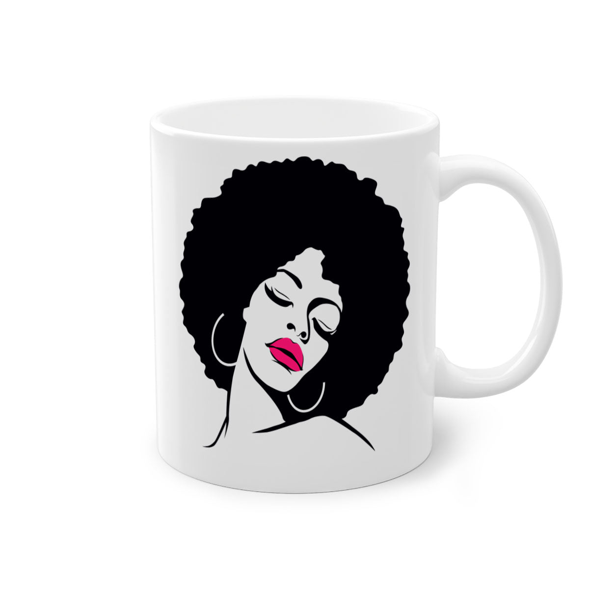 Black Women - Queen 68# Mug featuring a two-tone design with a colored handle and glossy finish, available in multiple colors.