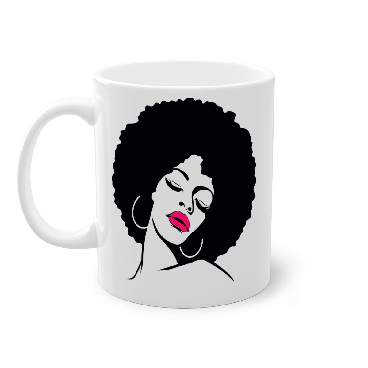 Black Women - Queen 68# Mug featuring a two-tone design with a colored handle and glossy finish, available in multiple colors.