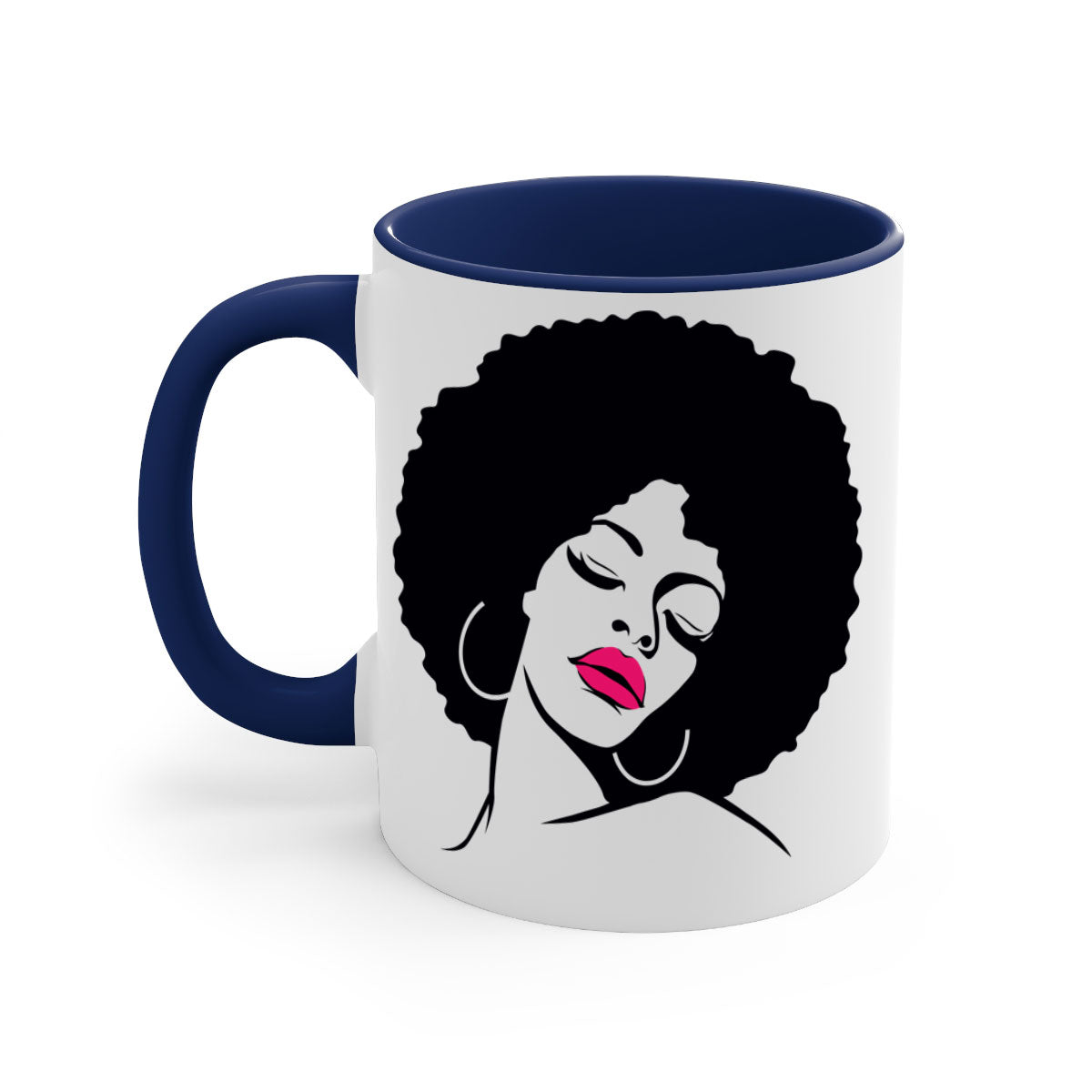 Black Women - Queen 68# Mug featuring a two-tone design with a colored handle and glossy finish, available in multiple colors.