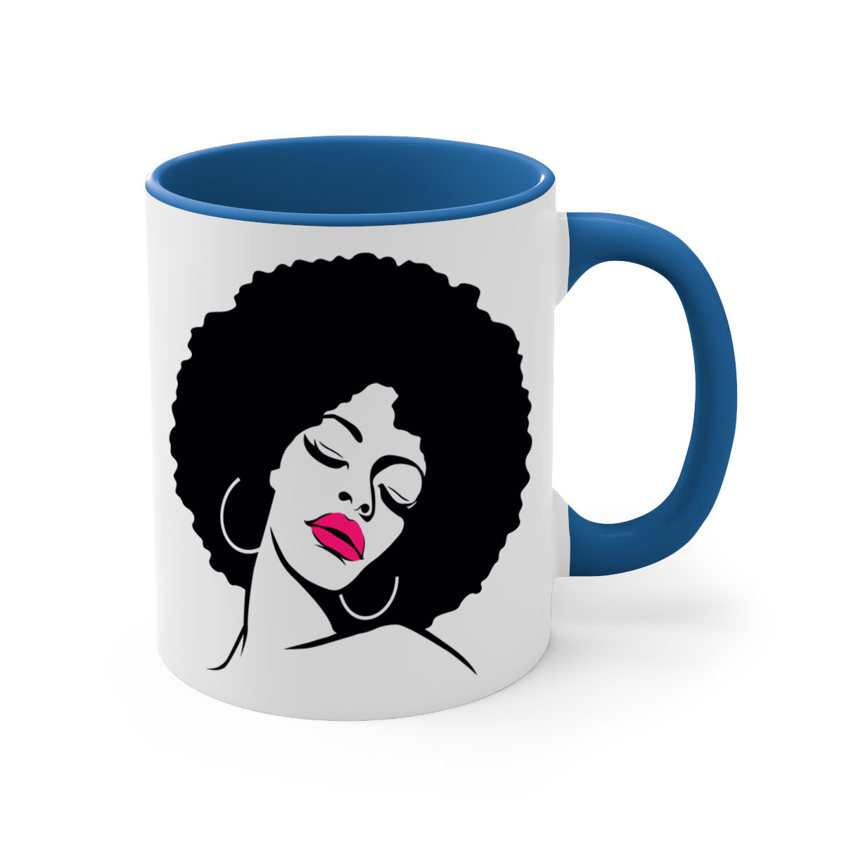 Black Women - Queen 68# Mug featuring a two-tone design with a colored handle and glossy finish, available in multiple colors.