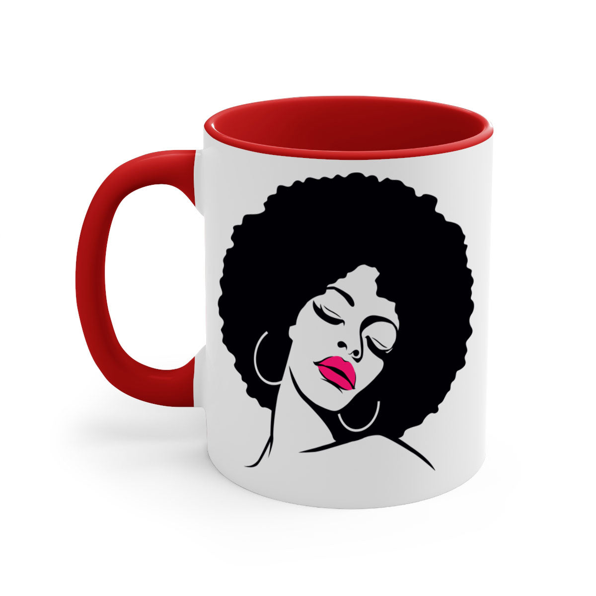 Black Women - Queen 68# Mug featuring a two-tone design with a colored handle and glossy finish, available in multiple colors.