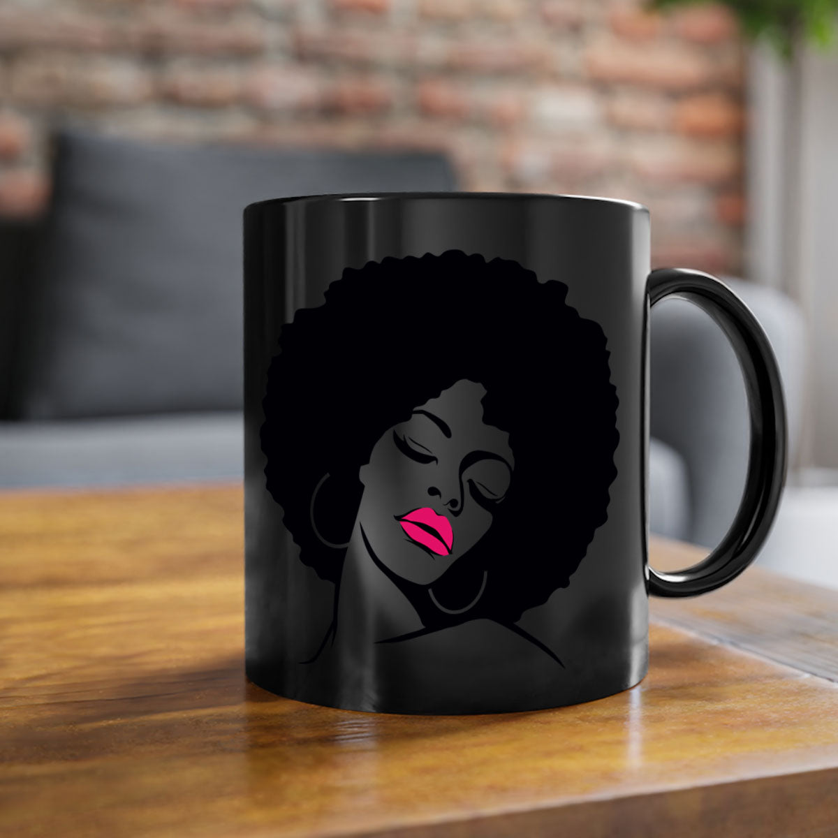 Black Women - Queen 68# Mug featuring a two-tone design with a colored handle and glossy finish, available in multiple colors.