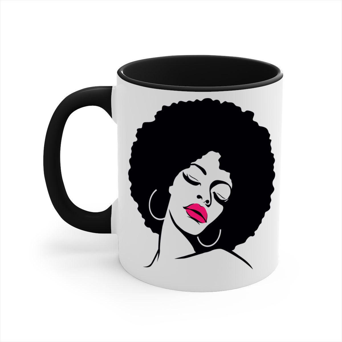 Black Women - Queen 68# Mug featuring a two-tone design with a colored handle and glossy finish, available in multiple colors.