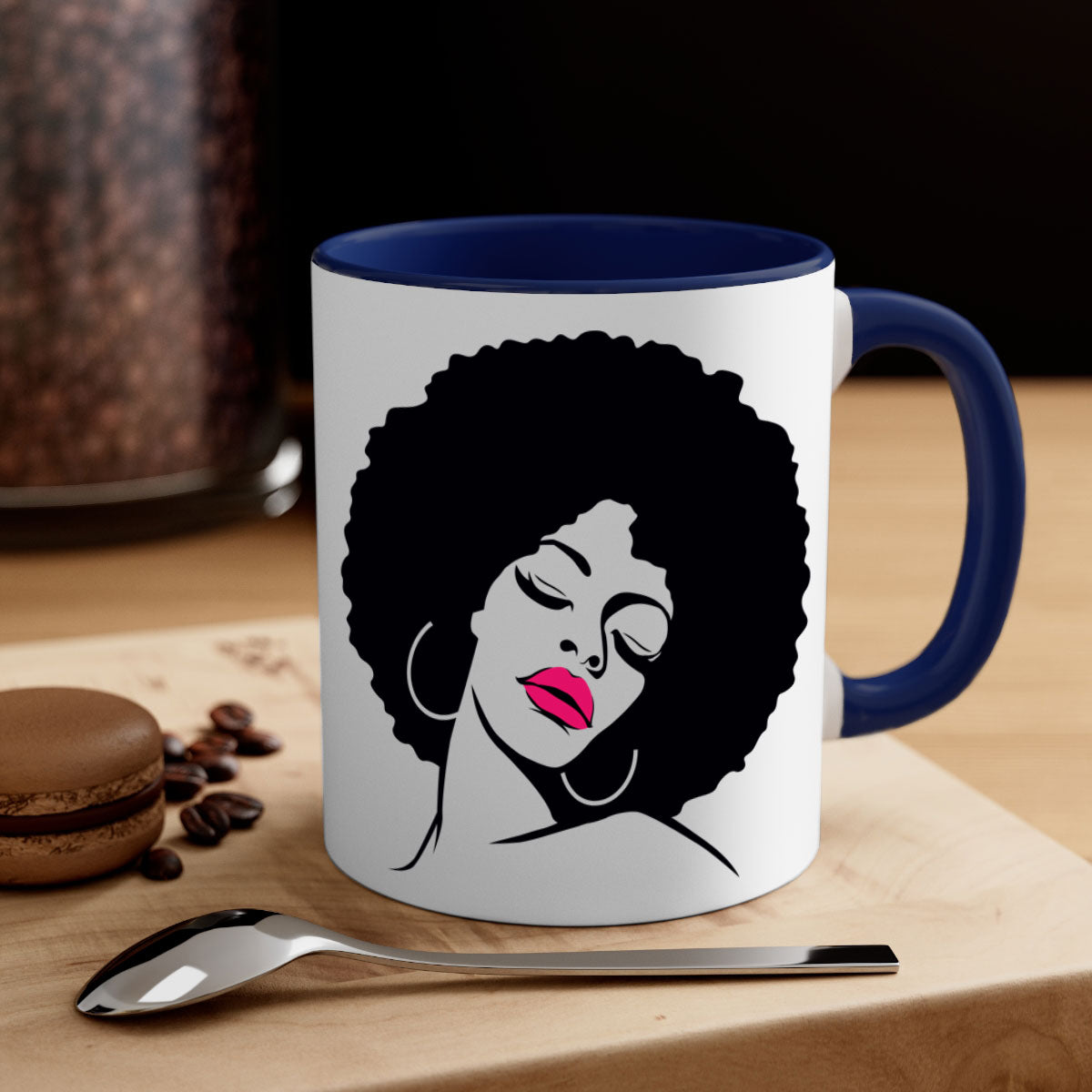 Black Women - Queen 68# Mug featuring a two-tone design with a colored handle and glossy finish, available in multiple colors.