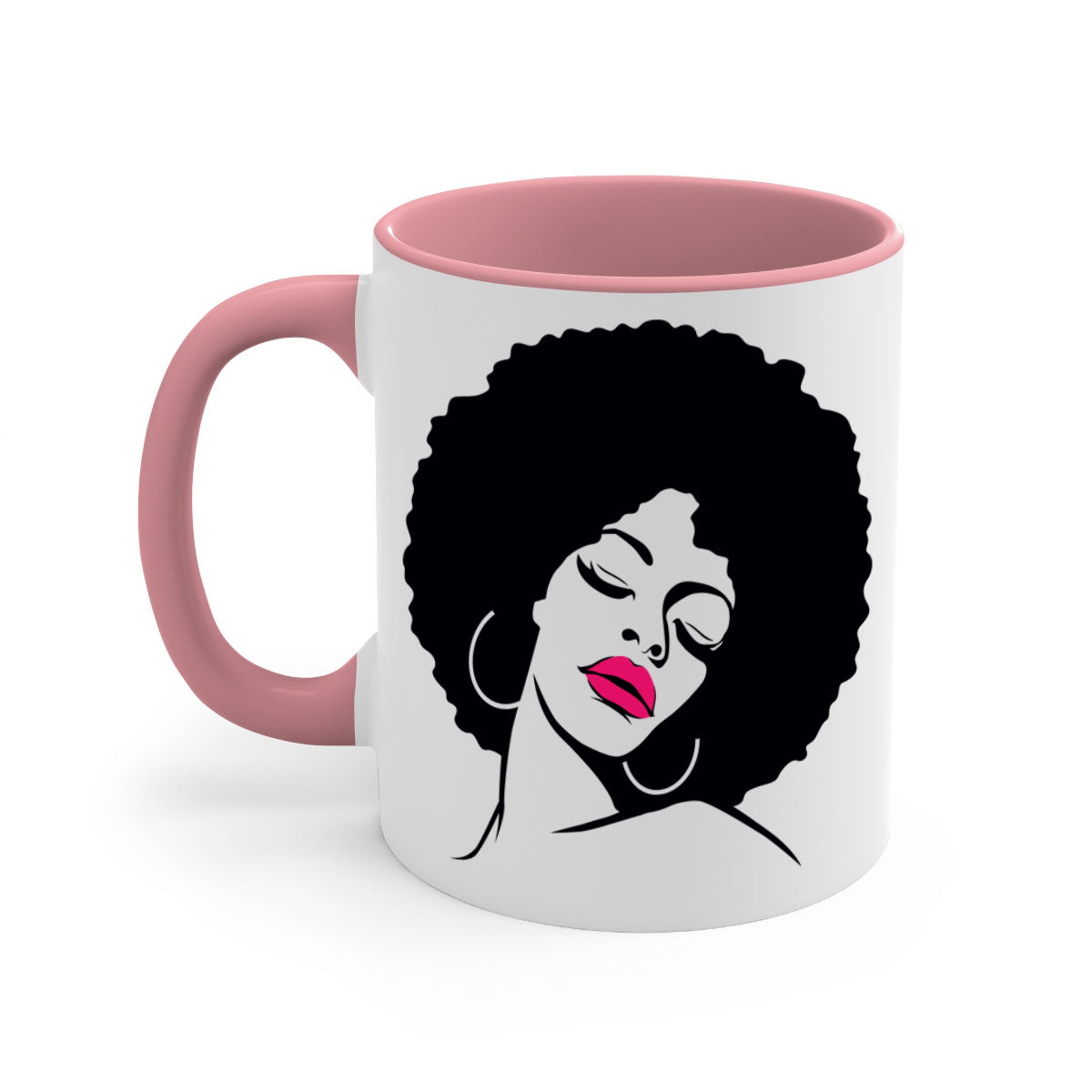 Black Women - Queen 68# Mug featuring a two-tone design with a colored handle and glossy finish, available in multiple colors.