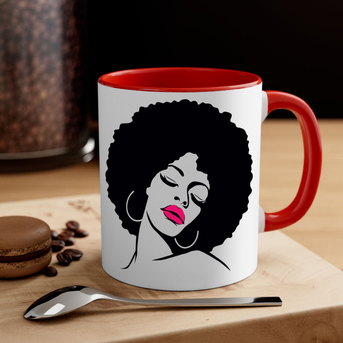 Black Women - Queen 68# Mug featuring a two-tone design with a colored handle and glossy finish, available in multiple colors.