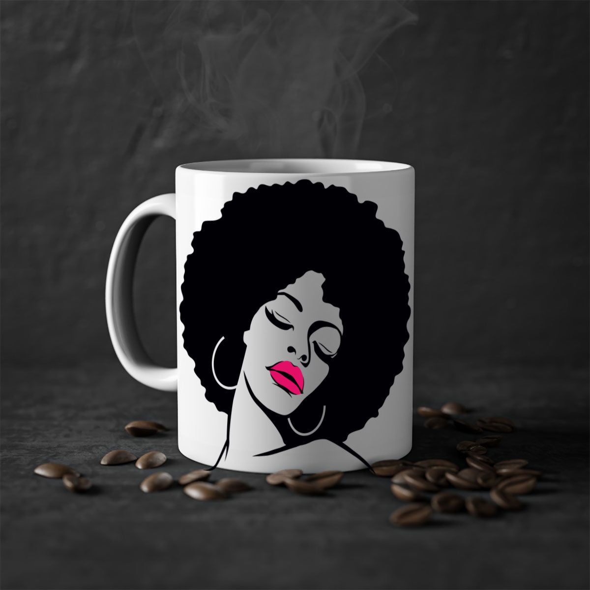 Black Women - Queen 68# Mug featuring a two-tone design with a colored handle and glossy finish, available in multiple colors.