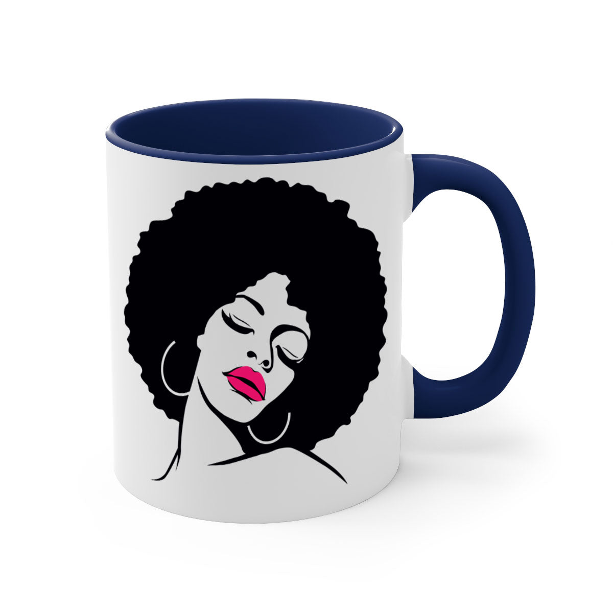 Black Women - Queen 68# Mug featuring a two-tone design with a colored handle and glossy finish, available in multiple colors.