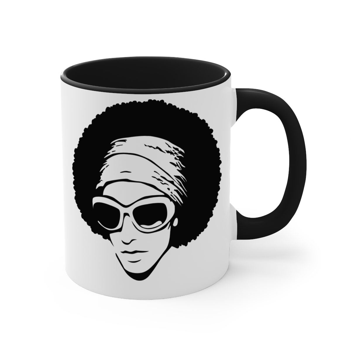 Black Women - Queen 69# Mug with colorful handle and glossy finish, available in multiple colors and sizes.