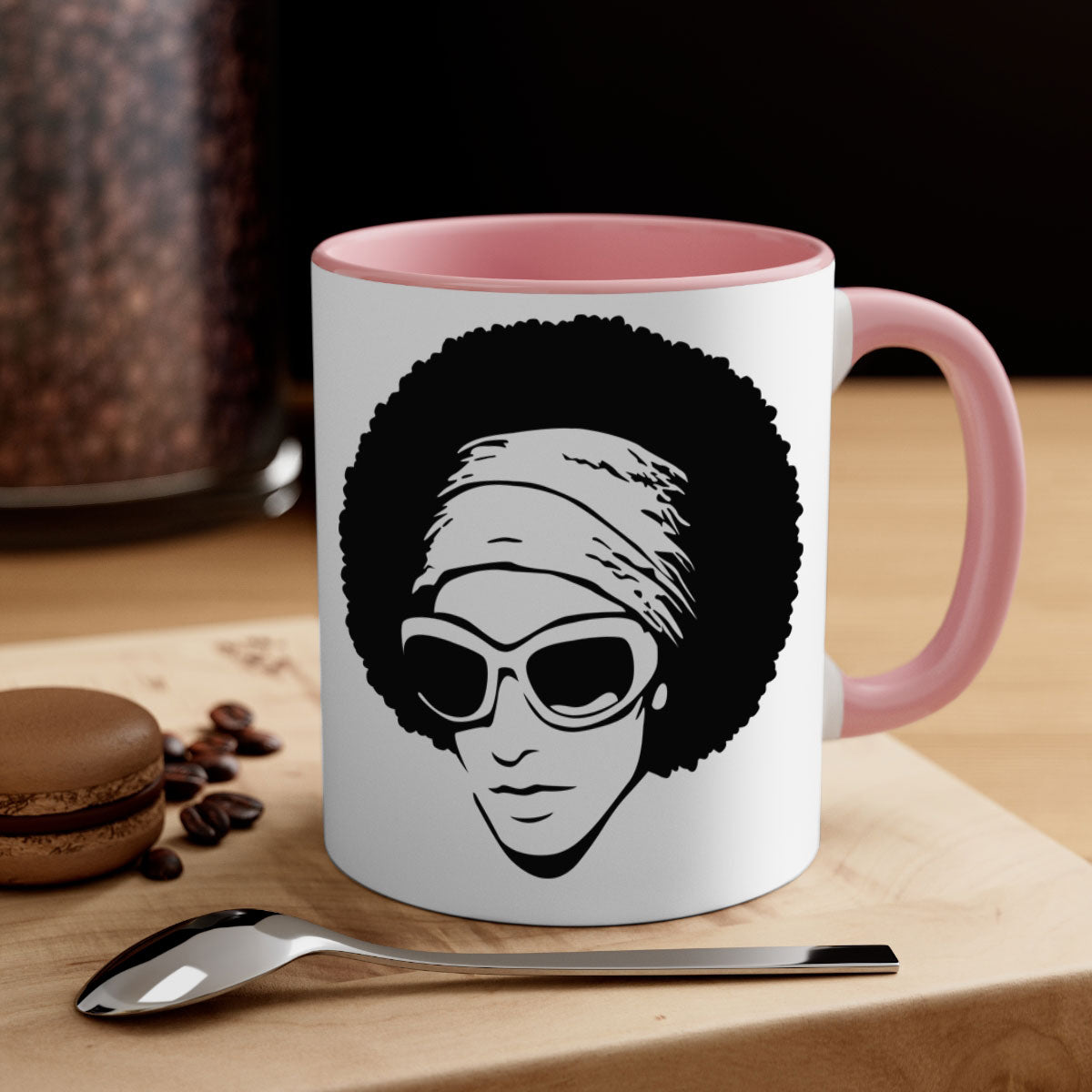 Black Women - Queen 69# Mug with colorful handle and glossy finish, available in multiple colors and sizes.