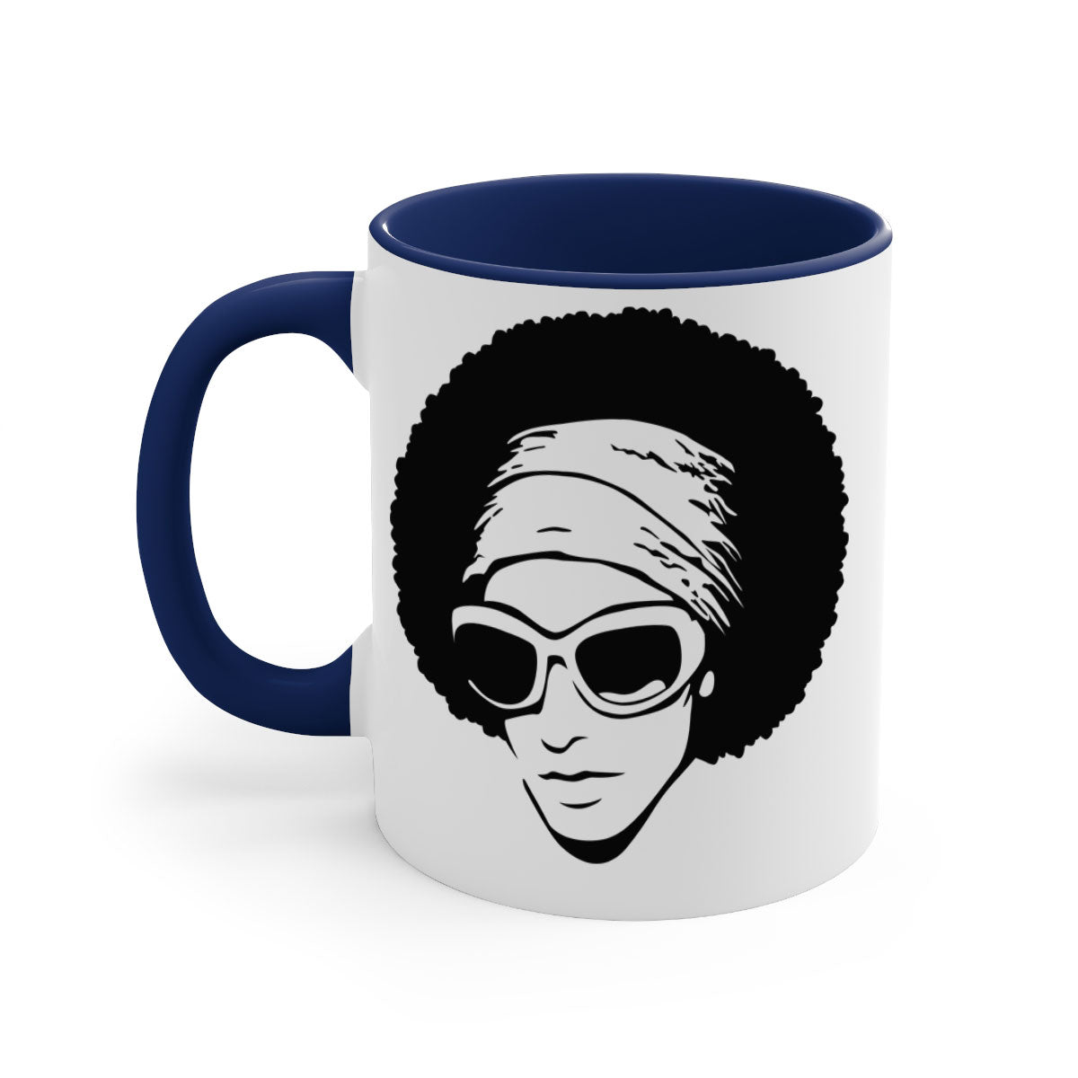 Black Women - Queen 69# Mug with colorful handle and glossy finish, available in multiple colors and sizes.