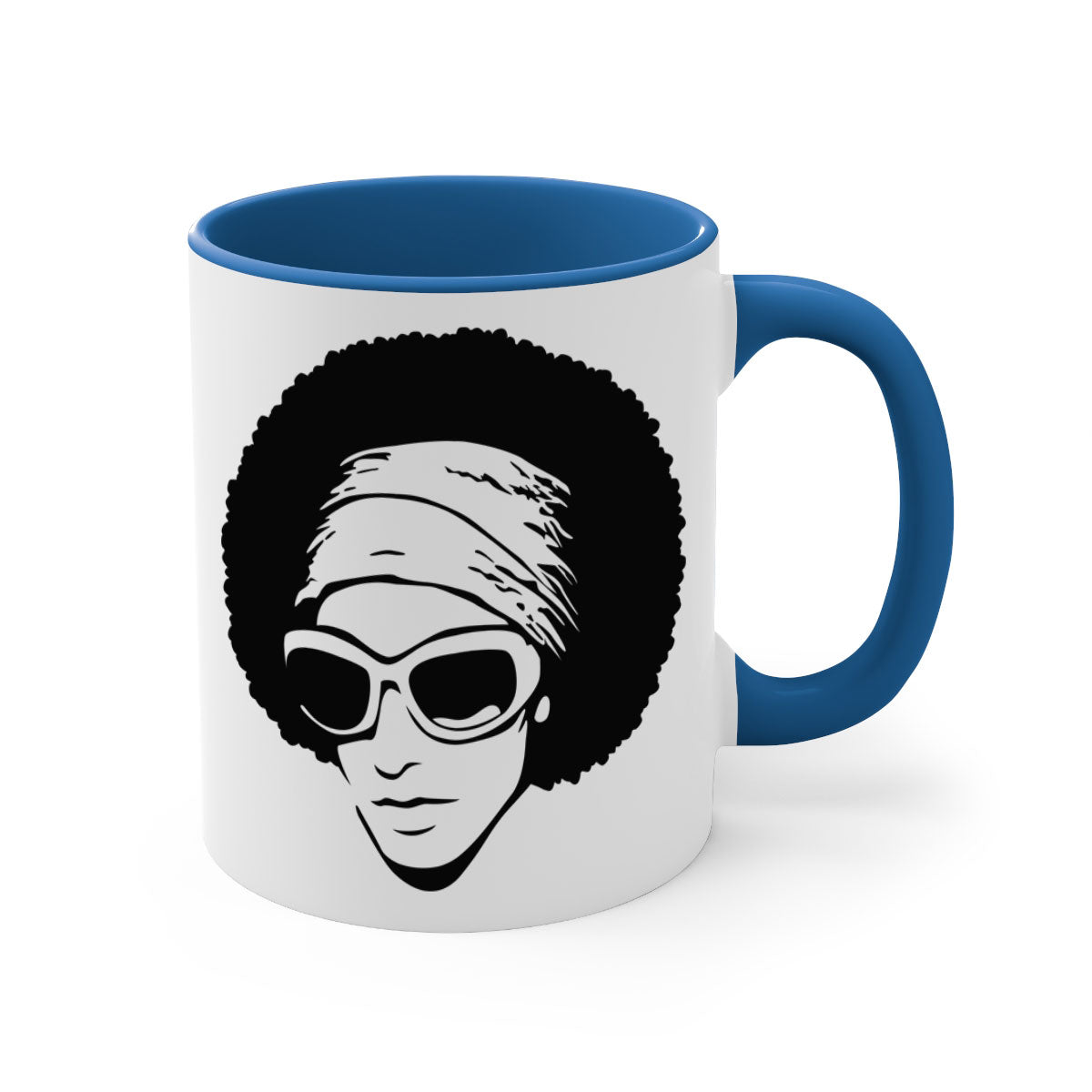 Black Women - Queen 69# Mug with colorful handle and glossy finish, available in multiple colors and sizes.