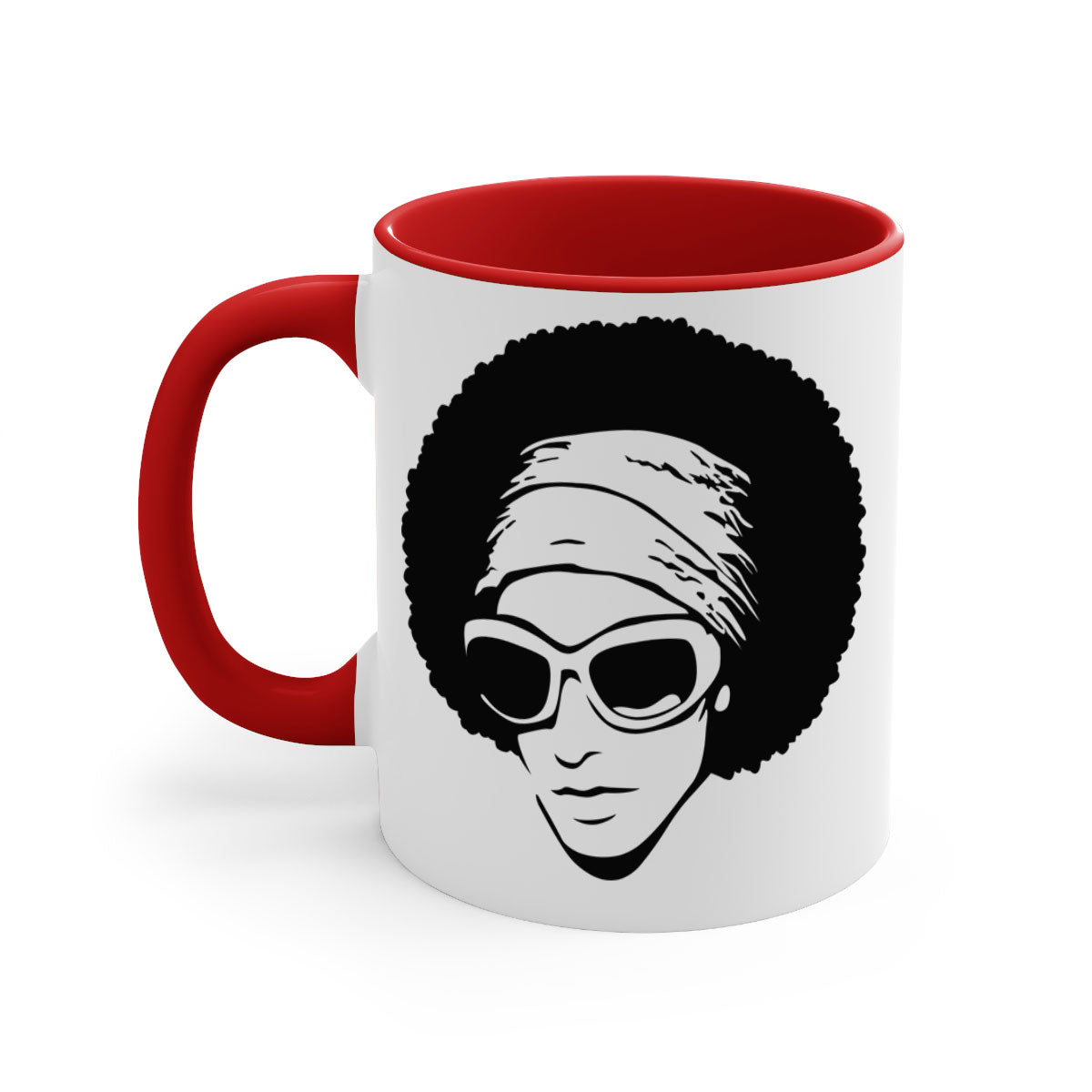 Black Women - Queen 69# Mug with colorful handle and glossy finish, available in multiple colors and sizes.