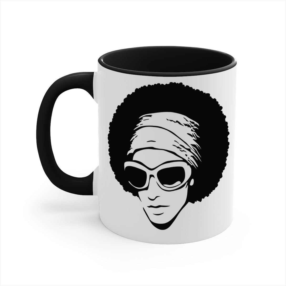 Black Women - Queen 69# Mug with colorful handle and glossy finish, available in multiple colors and sizes.