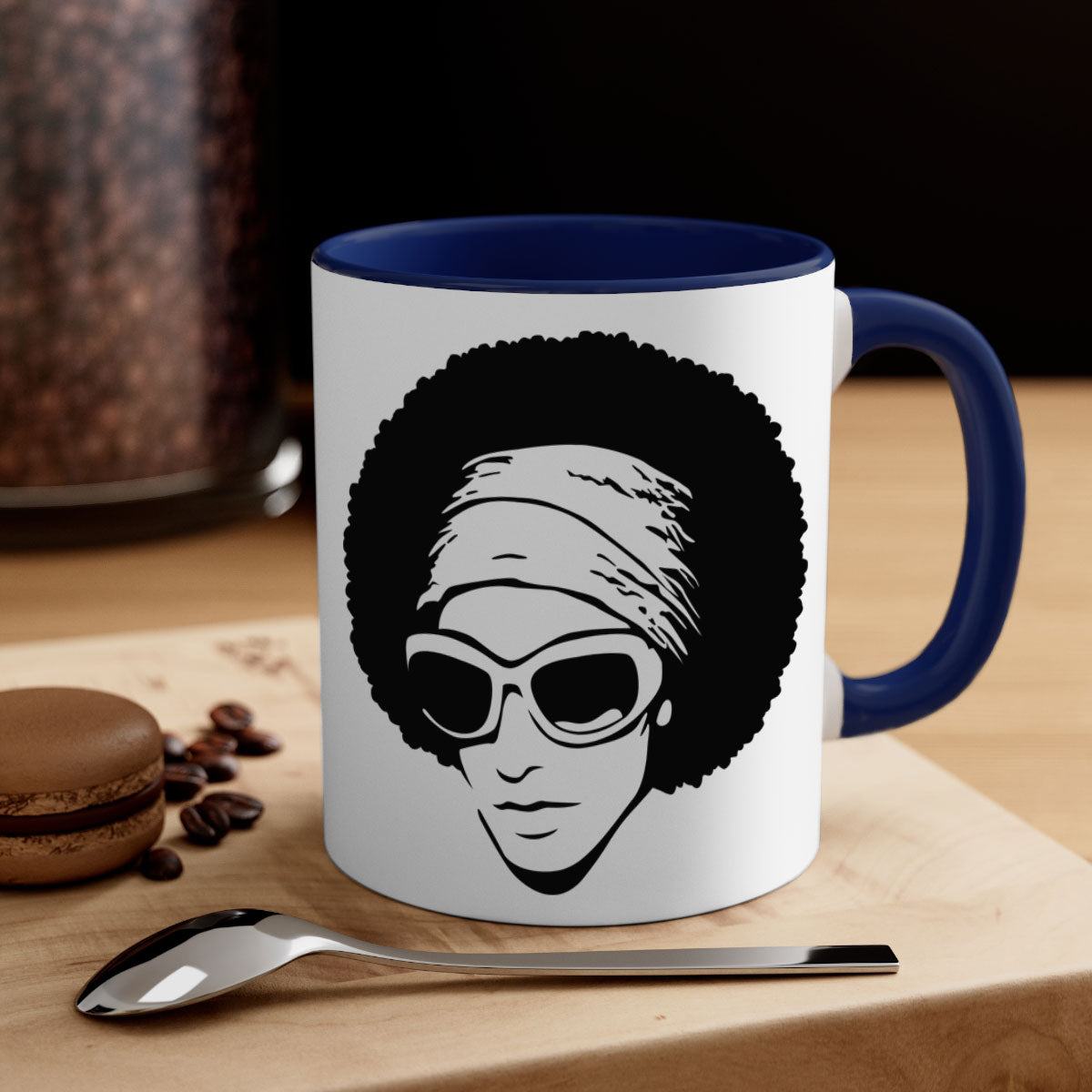 Black Women - Queen 69# Mug with colorful handle and glossy finish, available in multiple colors and sizes.