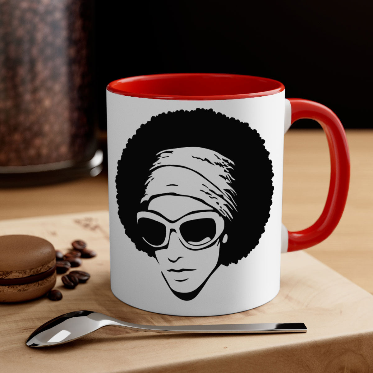 Black Women - Queen 69# Mug with colorful handle and glossy finish, available in multiple colors and sizes.