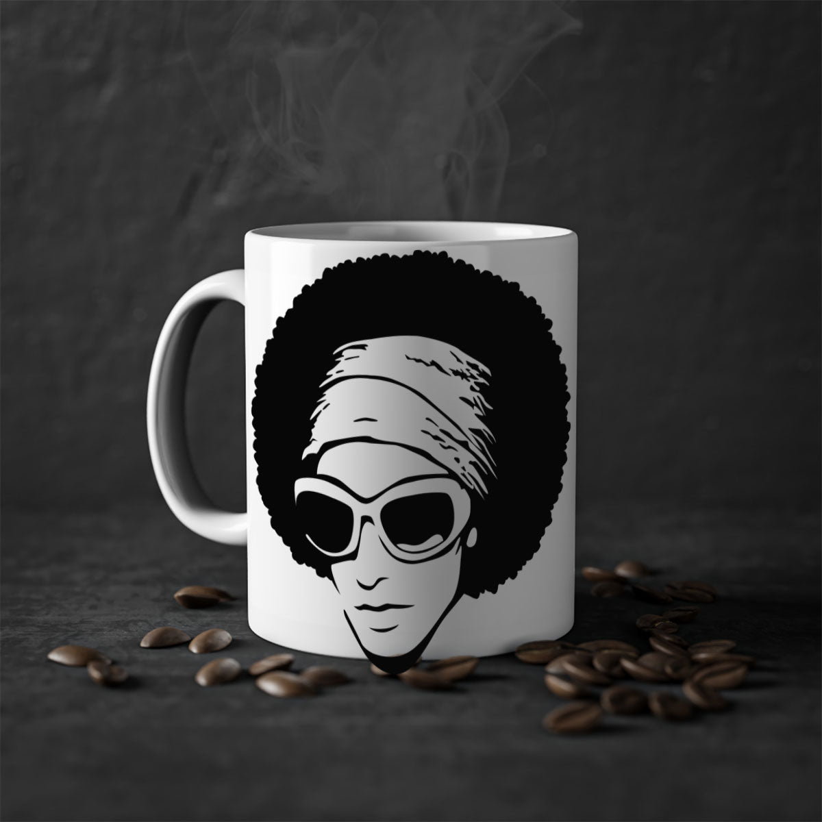 Black Women - Queen 69# Mug with colorful handle and glossy finish, available in multiple colors and sizes.