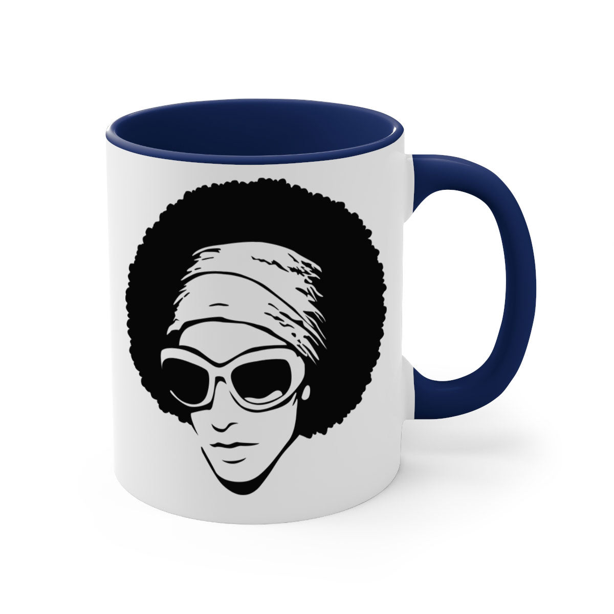 Black Women - Queen 69# Mug with colorful handle and glossy finish, available in multiple colors and sizes.