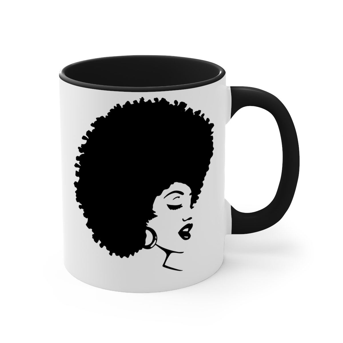 Black Women - Queen 77# Mug featuring a two-tone design with a colored handle and glossy finish, perfect for coffee or tea.